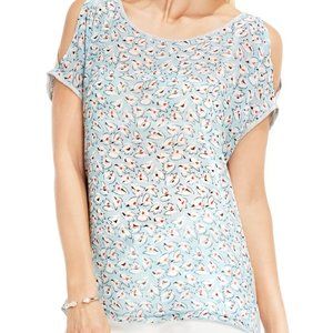 Floral Mixed Media Cold Shoulder Tee